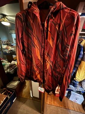 Fox Men's Red and Orange Hooded Lightweight Jacket